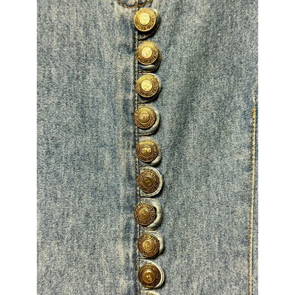 EXPRESS Vintage 80's Denim Long Sleeve Midi Dress Button Front V-Neck, Sz 6 - Picture 4 of 13